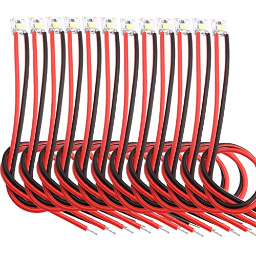 VISSQH 12pcs House Lighting 8 mm 1-LED White with Cable 10cm 12-18 V Modellbau Beleuchtung,Modelleisenbahn Beleuchtung,Model Making LED Lighting（self-Adhesive） von VISSQH