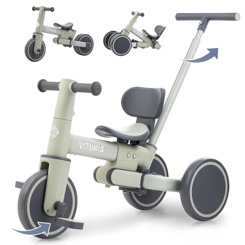 4 in 1 Laufräder Laufrad ab 2 Jahre Kinderdreirad Dreirad Lauffahrrad Lauflernhilfe für Kinder ab 1 Jahre bis 4 Jahren, Baby Lauflernhilfe Lauflernrad Abnehmbarer Pedale für 1-4 Jahre von VITONIS