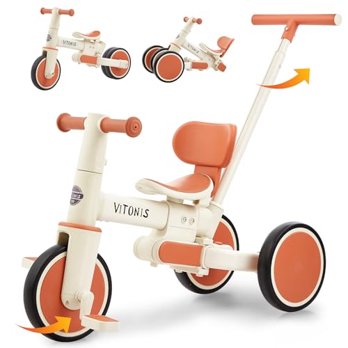 4 in 1 Laufräder Laufrad ab 2 Jahre Kinderdreirad Dreirad Lauffahrrad Lauflernhilfe für Kinder ab 1 Jahre bis 4 Jahren, Baby Lauflernhilfe Lauflernrad Abnehmbarer Pedale für 1-4 Jahre von VITONIS