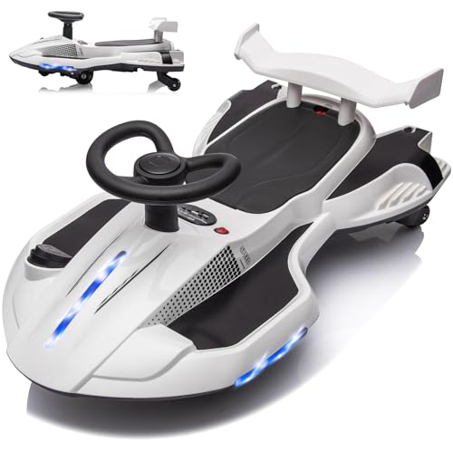 VITONIS 12V 35W Kinder Elektroauto mit LED-Lichtern, 2 in 1 Elektrisches mit Pedal, Musik Modus, Elektro Auto für Kinder ab 3 Jahre (Weiß) von VITONIS