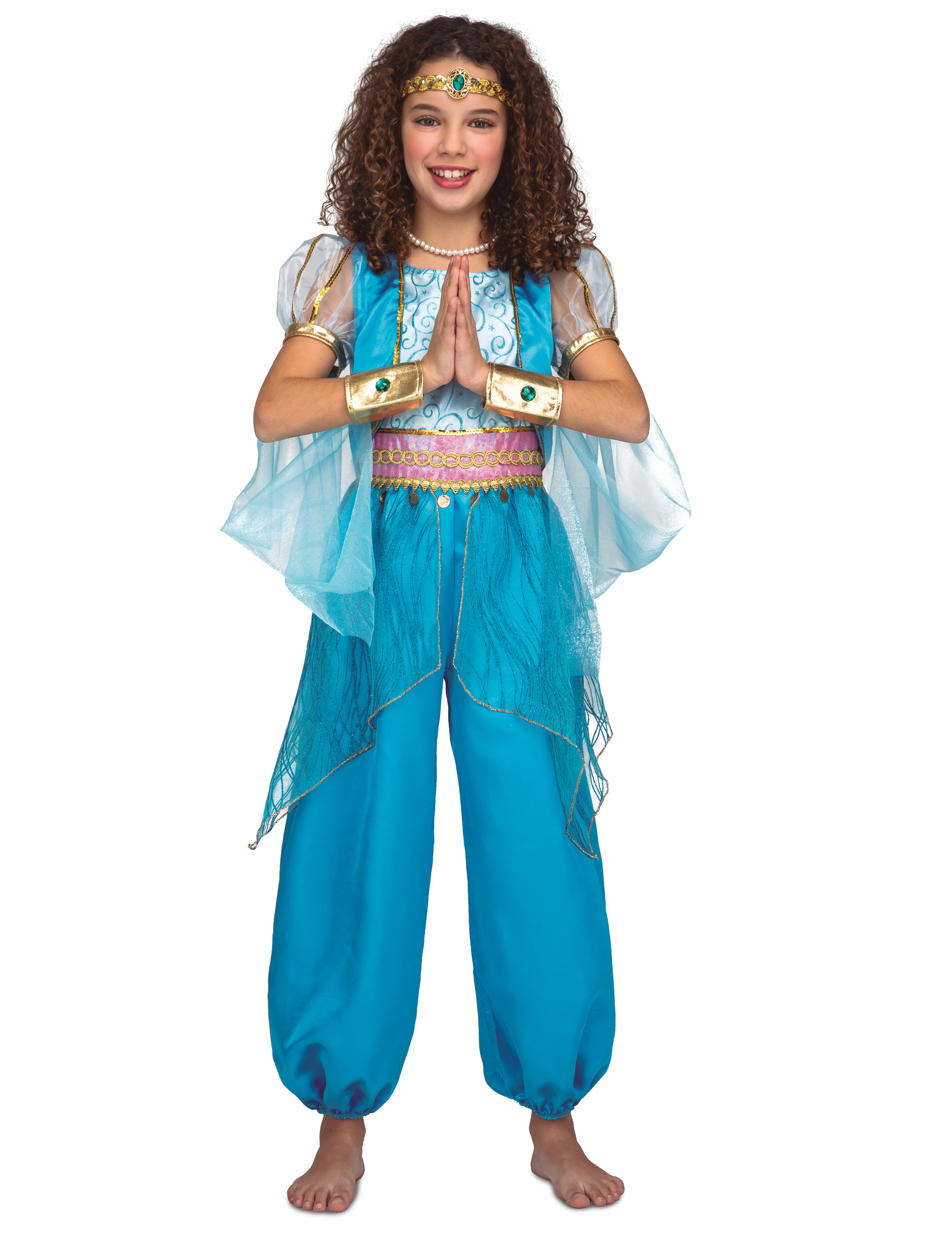 1001-Nacht-Kostüm für Mädchen Kinder-Bauchtänzerin-Kostüm türkis-gold von VIVING COSTUMES / JUINSA