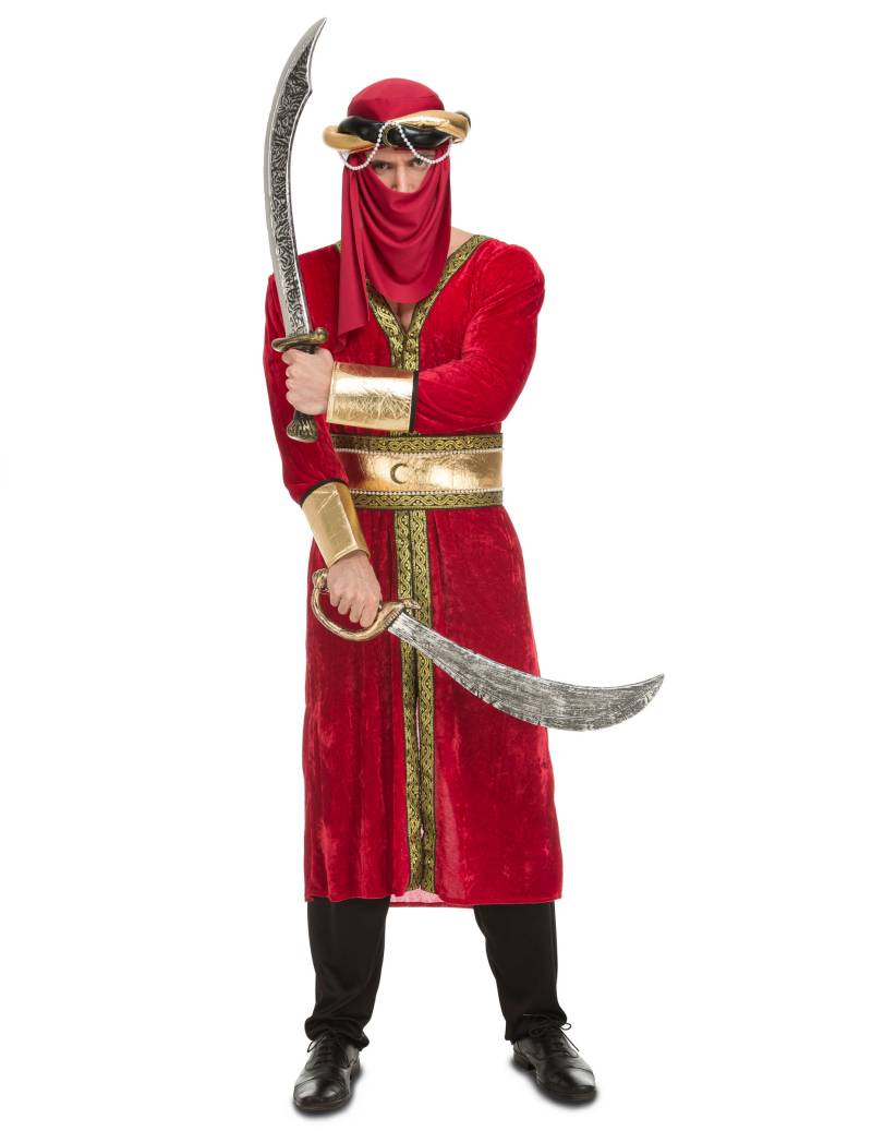 Arabischer Krieger-Kostüm für Herren rot-goldfarben von VIVING COSTUMES / JUINSA