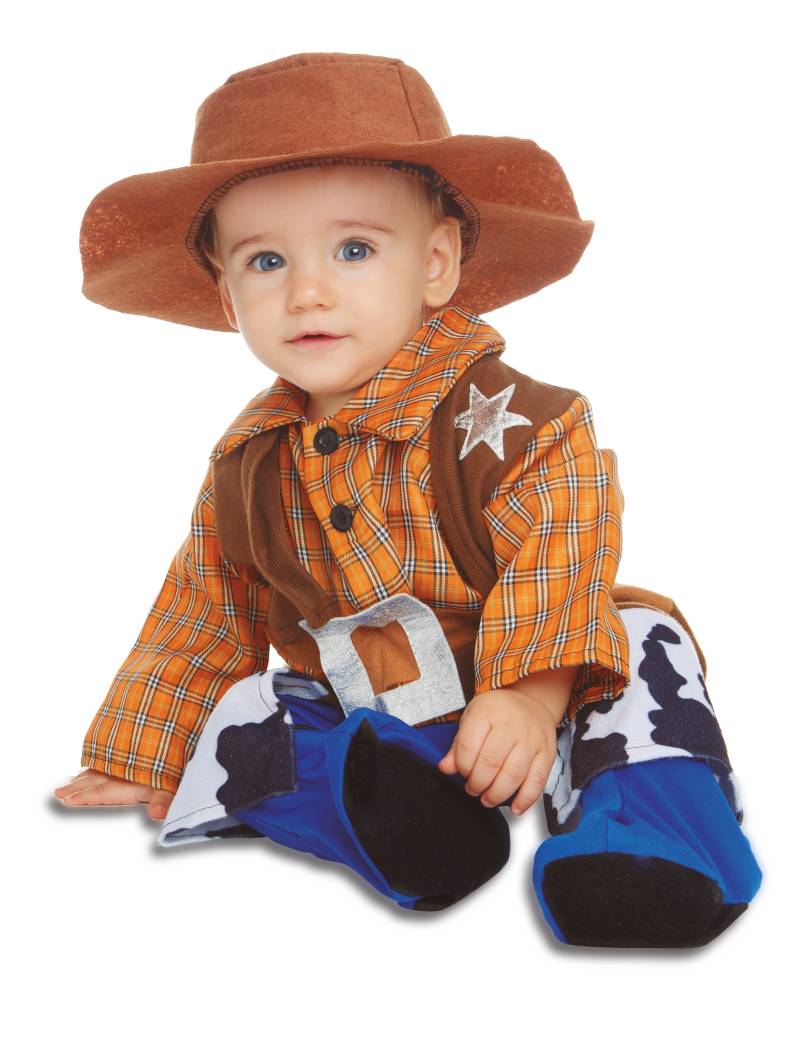 Cowboy-Kostüm für Babys Faschingskostüm braun-blau von VIVING COSTUMES / JUINSA
