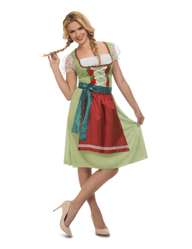 Dirndl für Damen Frühlingsfest-Outfit grün-rot Dirndl für Damen Frühlingsfest-Outfit grün-rot von VIVING COSTUMES / JUINSA