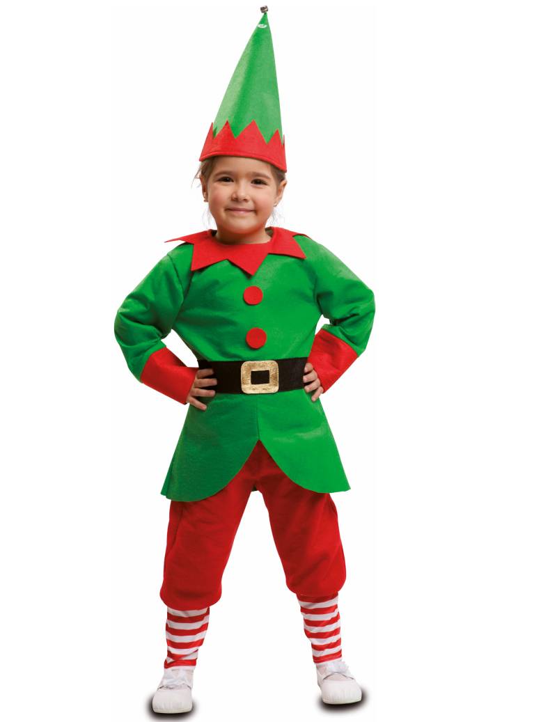 Elfen-Kostüm für Kinder Weihnachtself-Kostüm grün-rot von VIVING COSTUMES / JUINSA