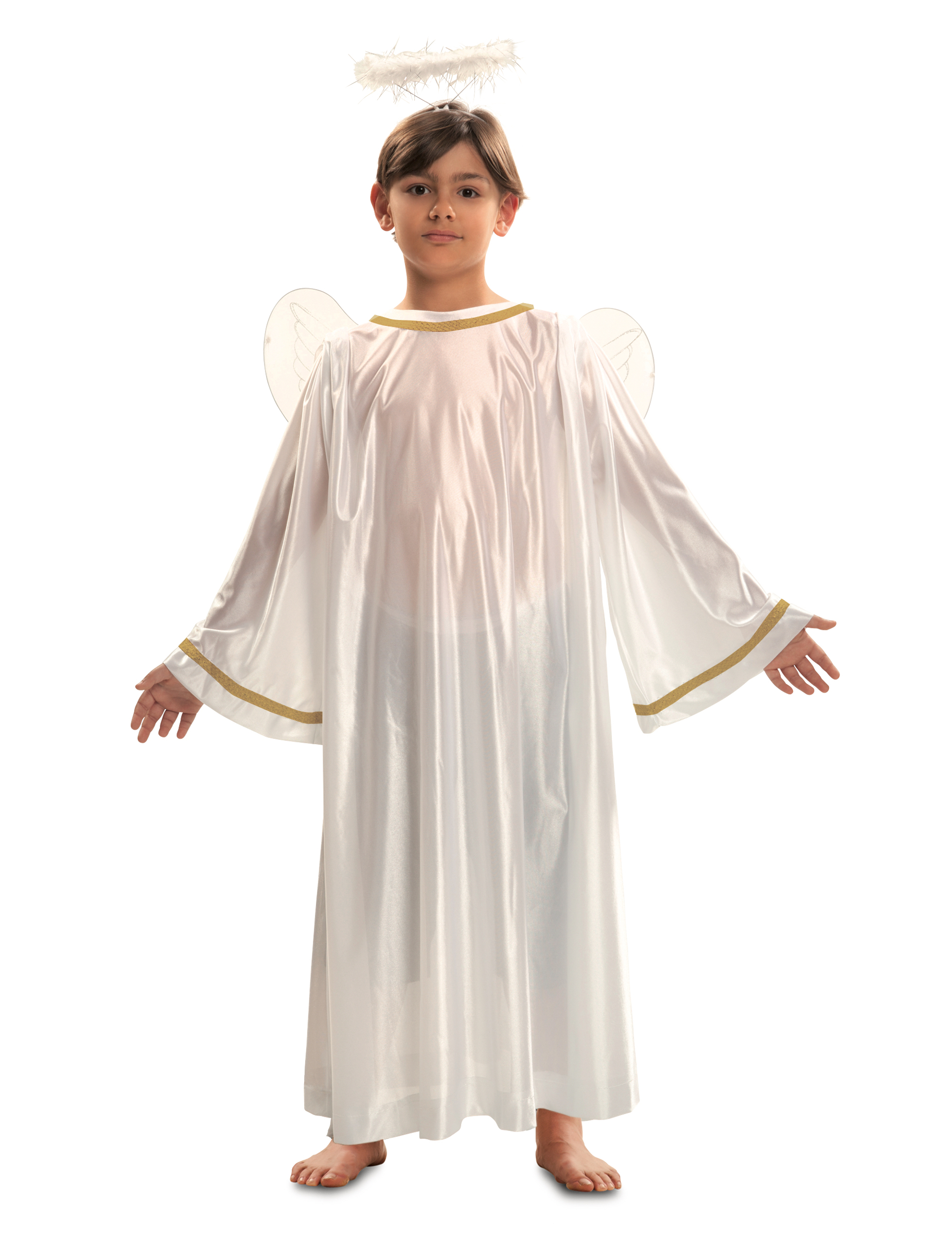 Engel-Kostüm für Kinder Krippenspiel-Kostüm weiss-goldfarben von VIVING COSTUMES / JUINSA
