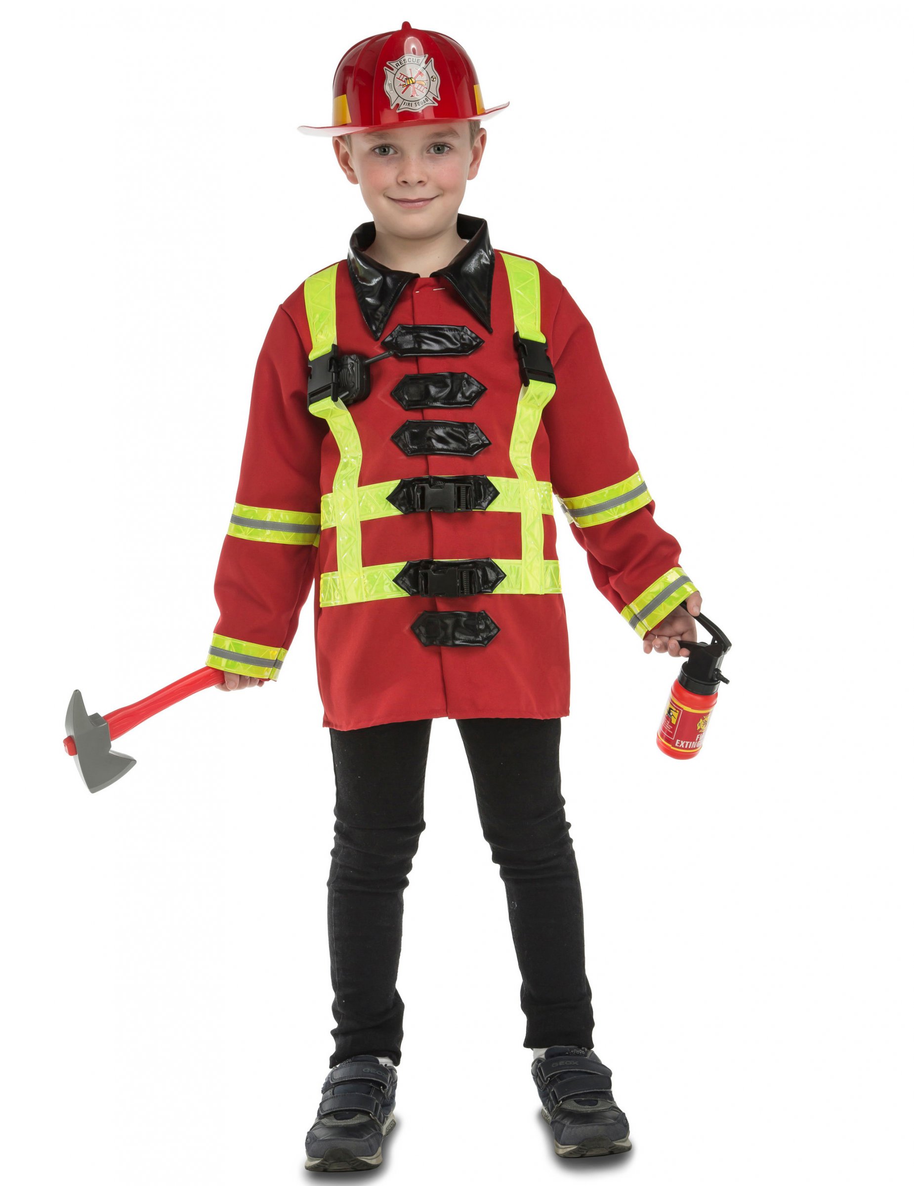Feuerwehrmann-Kostüm mit Zubehör für Kinder von VIVING COSTUMES / JUINSA