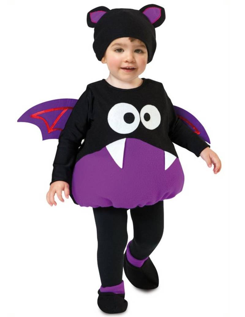 Fledermaus-Kostüm für Jungen Halloweenkostüm für Kleinkinder lila-schwarz von VIVING COSTUMES / JUINSA