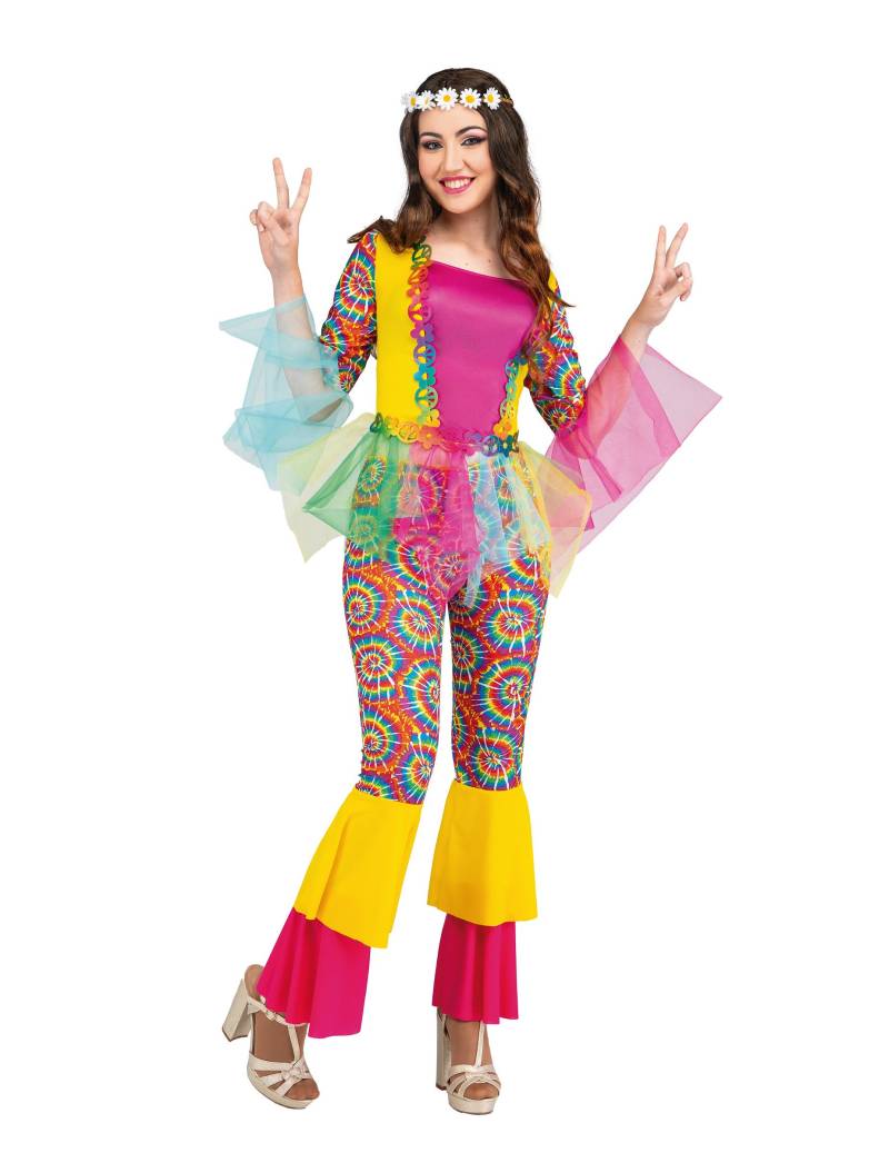 Hippie-Kostüm für Damen mit Tüll Faschingskostüm bunt von VIVING COSTUMES / JUINSA