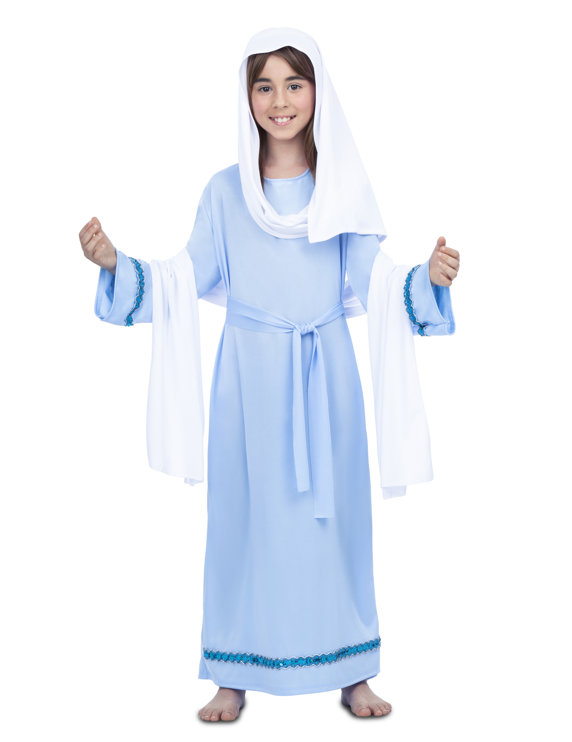Jungfrau Maria-Kostüm für Kinder Krippenspiel-Kostüm blau-weiss von VIVING COSTUMES / JUINSA