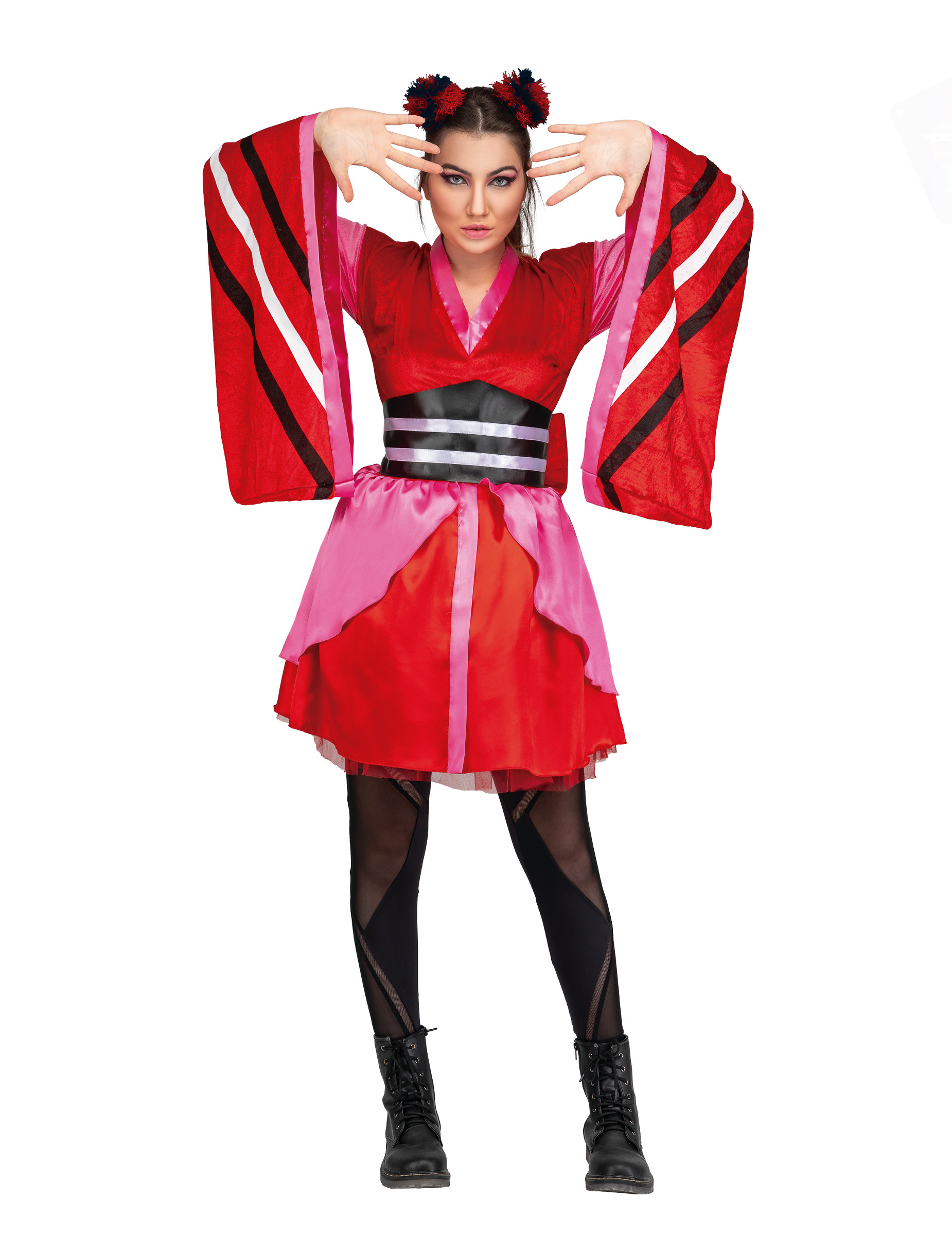 Kimono-Kostüm japanisches Damenkostüm rot von VIVING COSTUMES / JUINSA