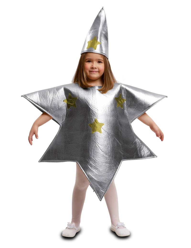Kinder-Stern-Kostüm Krippenspiel-Kostüm silber-goldfarben von VIVING COSTUMES / JUINSA
