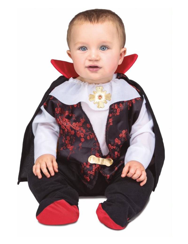 Kleiner Vampir-Graf Halloweenkostüm für Babys schwarz-rot-weiss von VIVING COSTUMES / JUINSA