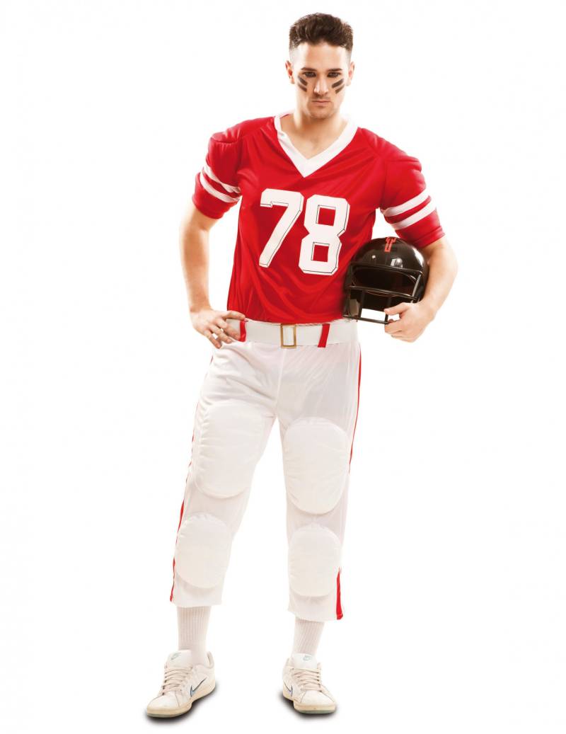 Kostüm Amerikanischer Football-Spieler für Herren rot von VIVING COSTUMES / JUINSA