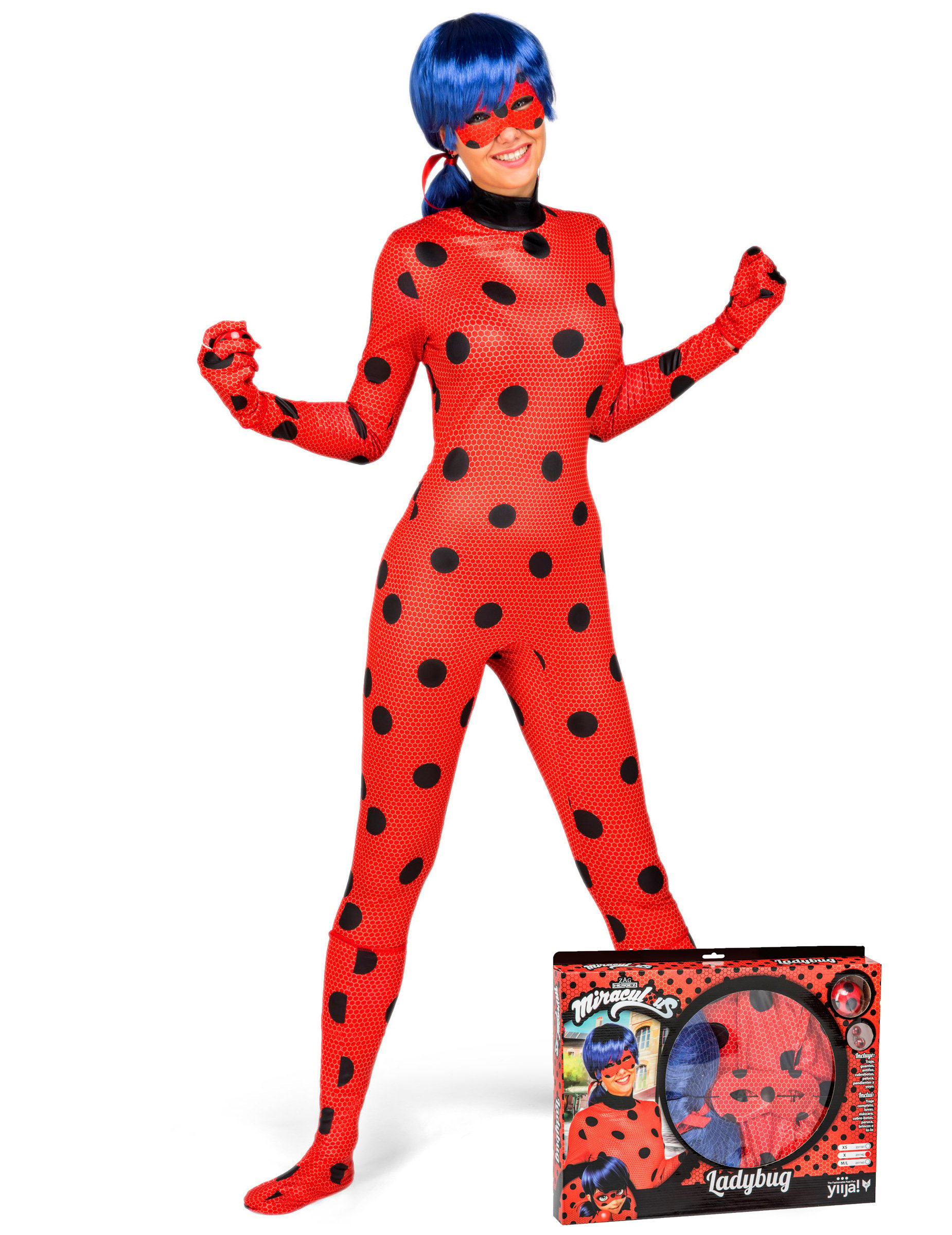 Ladybug-Damenkostüm Miraculous-Lizenzkostüm rot-schwarz von VIVING COSTUMES / JUINSA