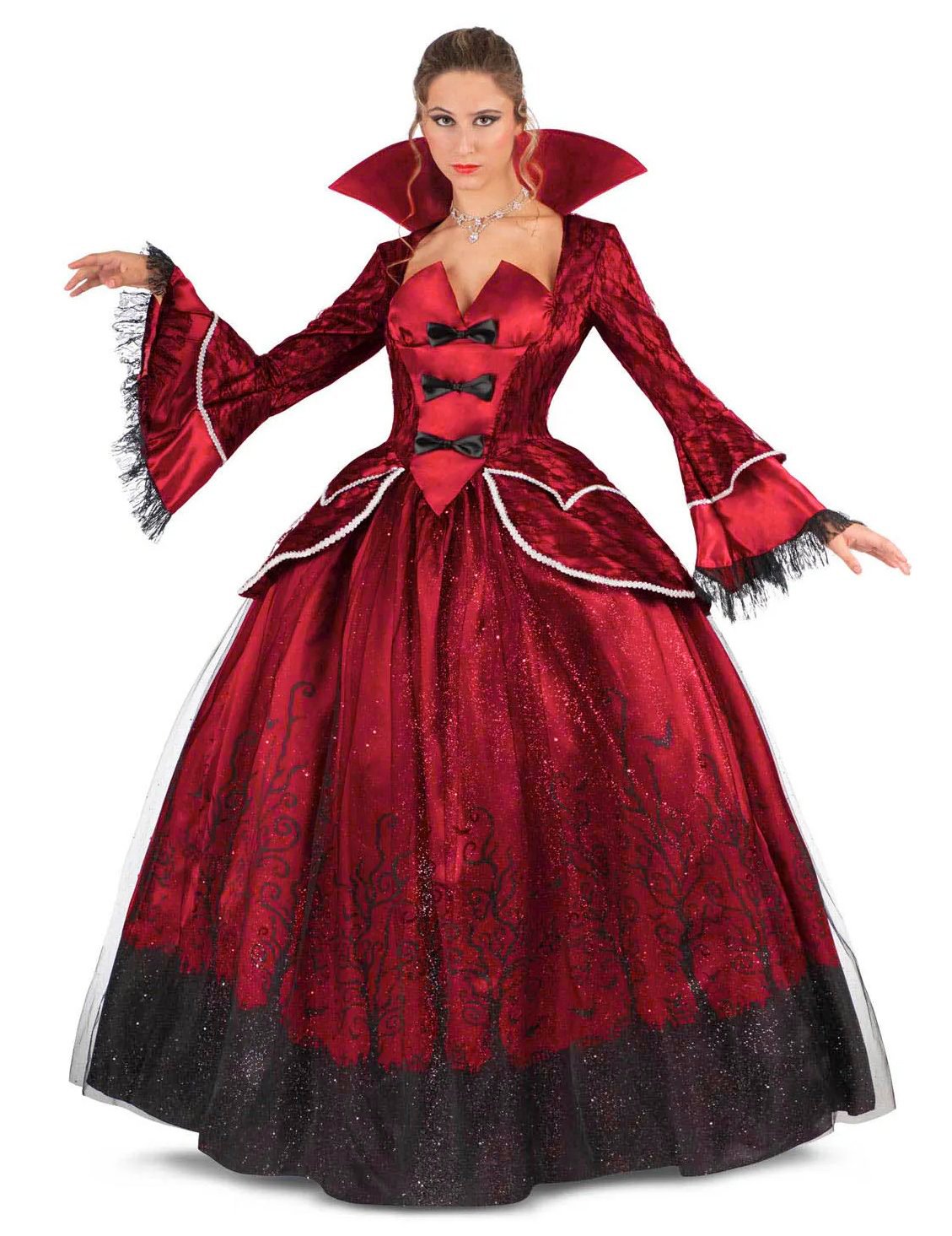 Luxus Vampirkönigin Kostüm für Damen rot von VIVING COSTUMES / JUINSA