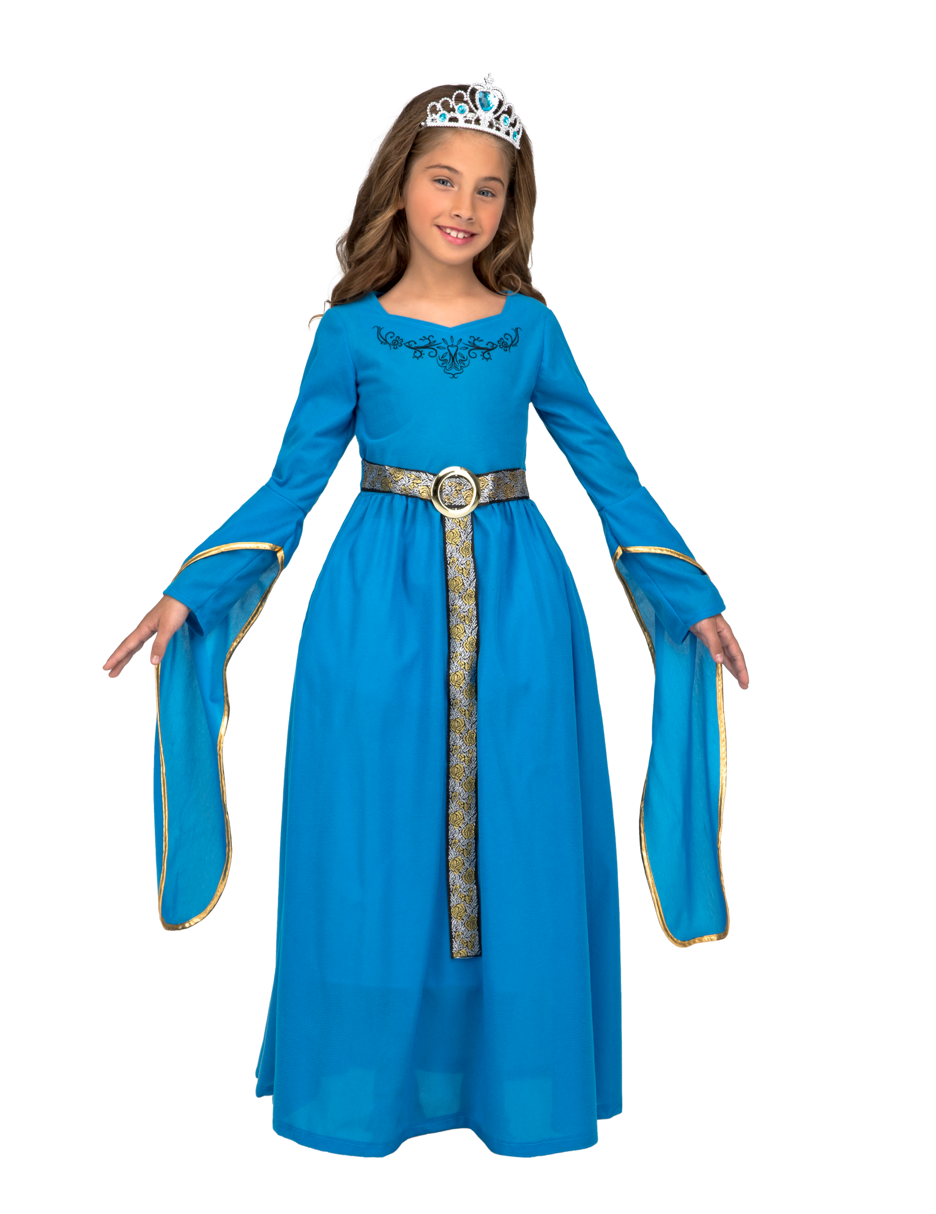Mittelalter-Prinzessin Kostüm für Mädchen Faschingskostüm blau von VIVING COSTUMES / JUINSA