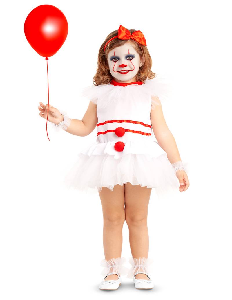 Niedlicher Horrorclown Babykostüm für Halloween weiß-rot von VIVING COSTUMES / JUINSA