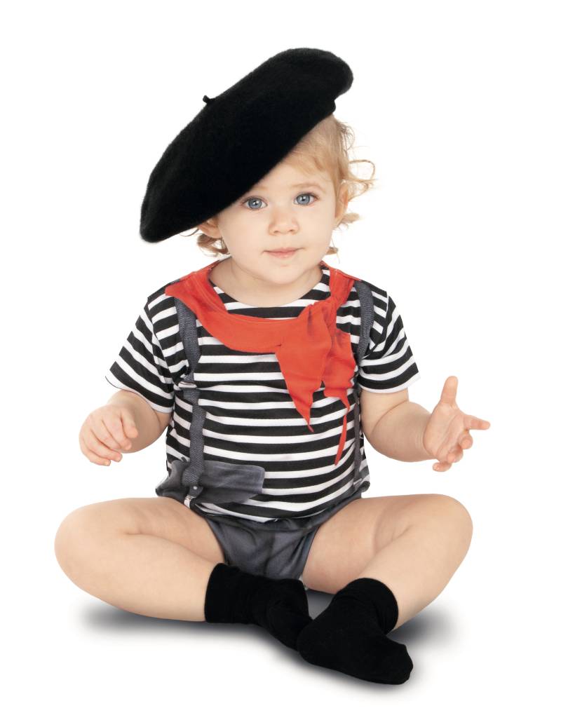Pantomime-Kostüm für Babys Faschingskostüm schwarz-weiss-rot von VIVING COSTUMES / JUINSA