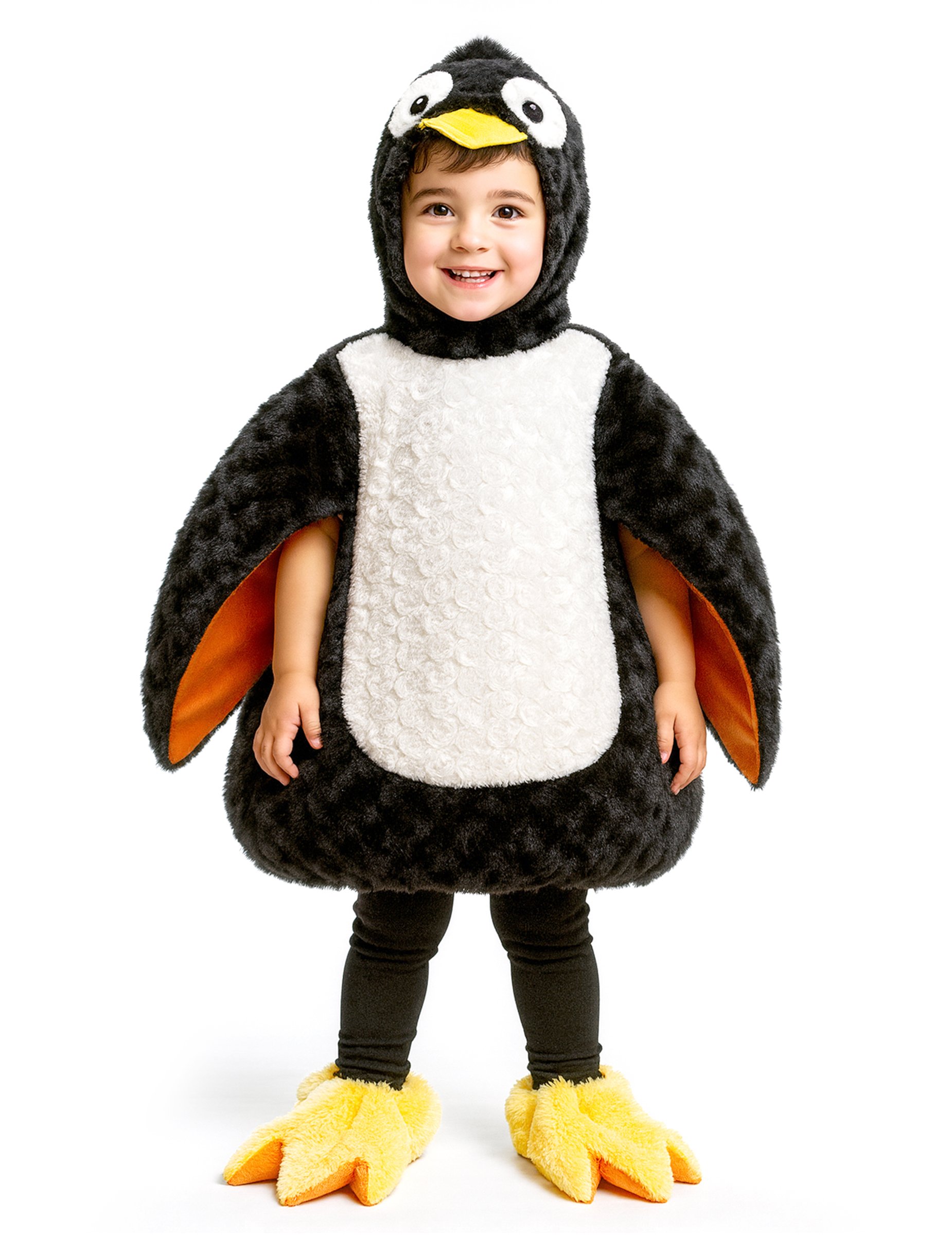 Pinguin Kinderkostüm Plüsch schwarz-weiß von VIVING COSTUMES / JUINSA