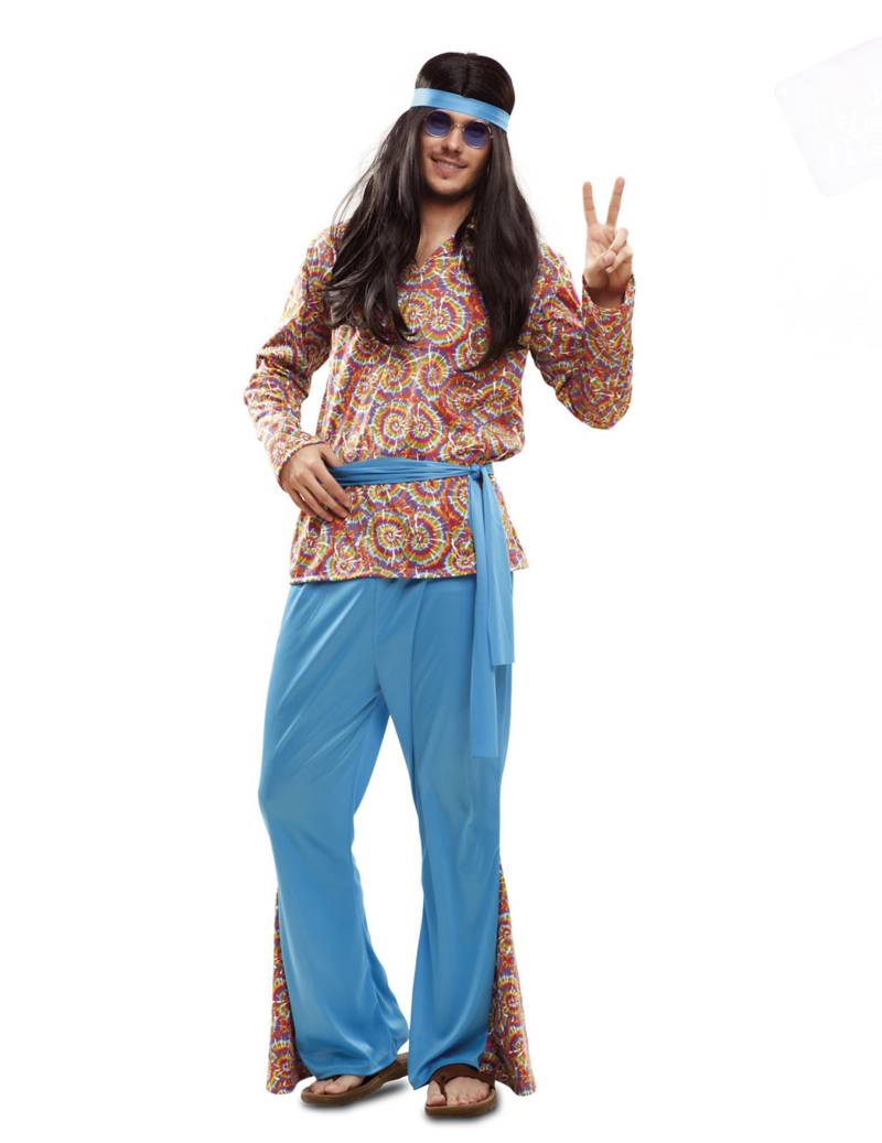 Psychedelisches Hippie-Kostüm für Herren Faschignskostüm blau-bunt von VIVING COSTUMES / JUINSA