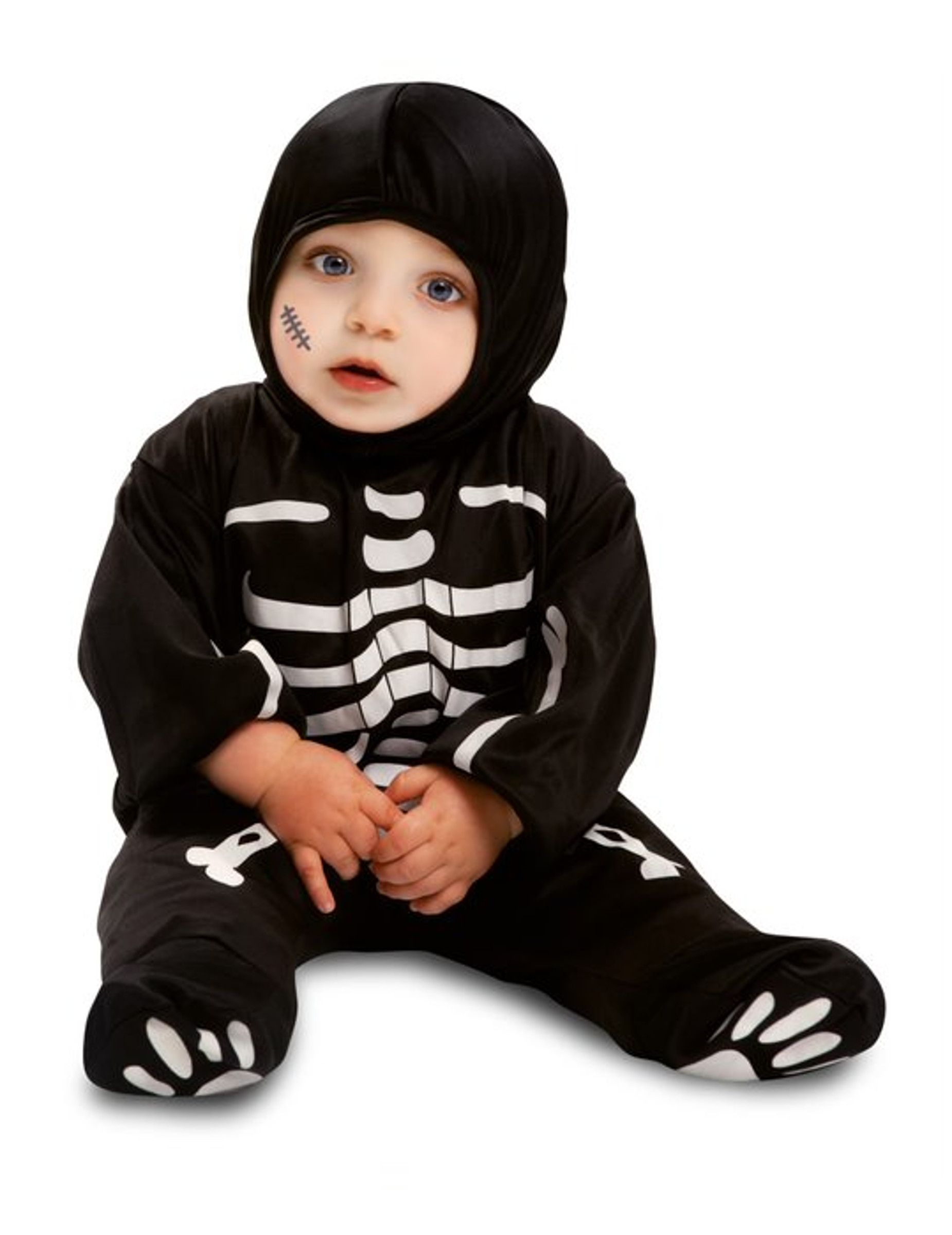 Skelett-Kostüm für Babys Halloweenkostüm schwarz-weiss von VIVING COSTUMES / JUINSA