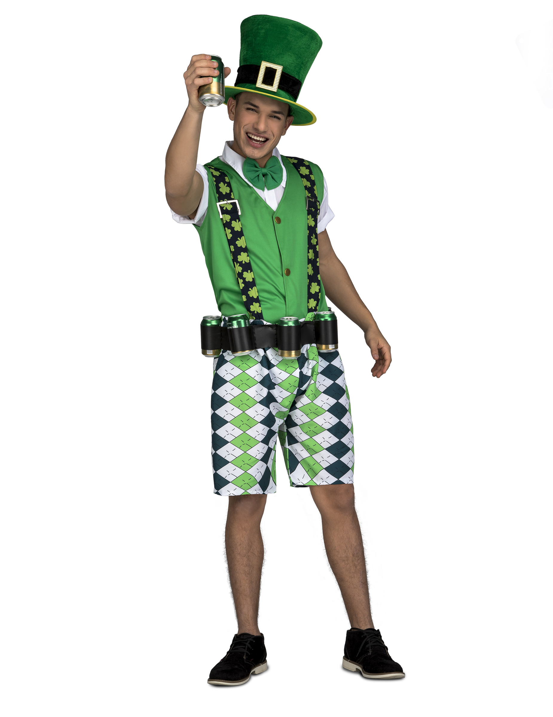 St.-Patrick's-Day-Kostüm für Herren mit Bier-Gürtel grün von VIVING COSTUMES / JUINSA