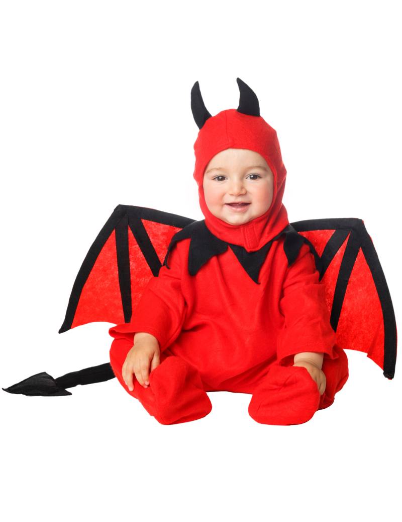 Teufel-Kostüm für Babys Halloween-Kostüm rot-schwarz von VIVING COSTUMES / JUINSA