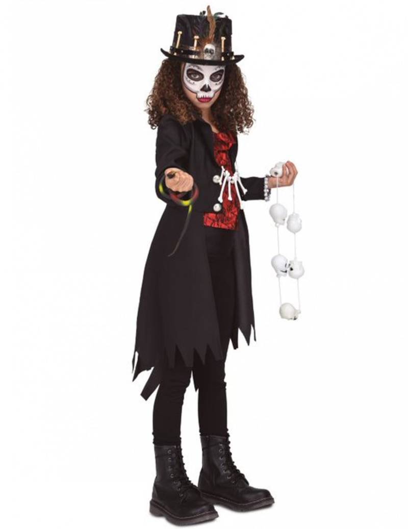 Voodoo-Priesterin-Kostüm für Mädchen Halloween-Kostüm rot-schwarz von VIVING COSTUMES / JUINSA
