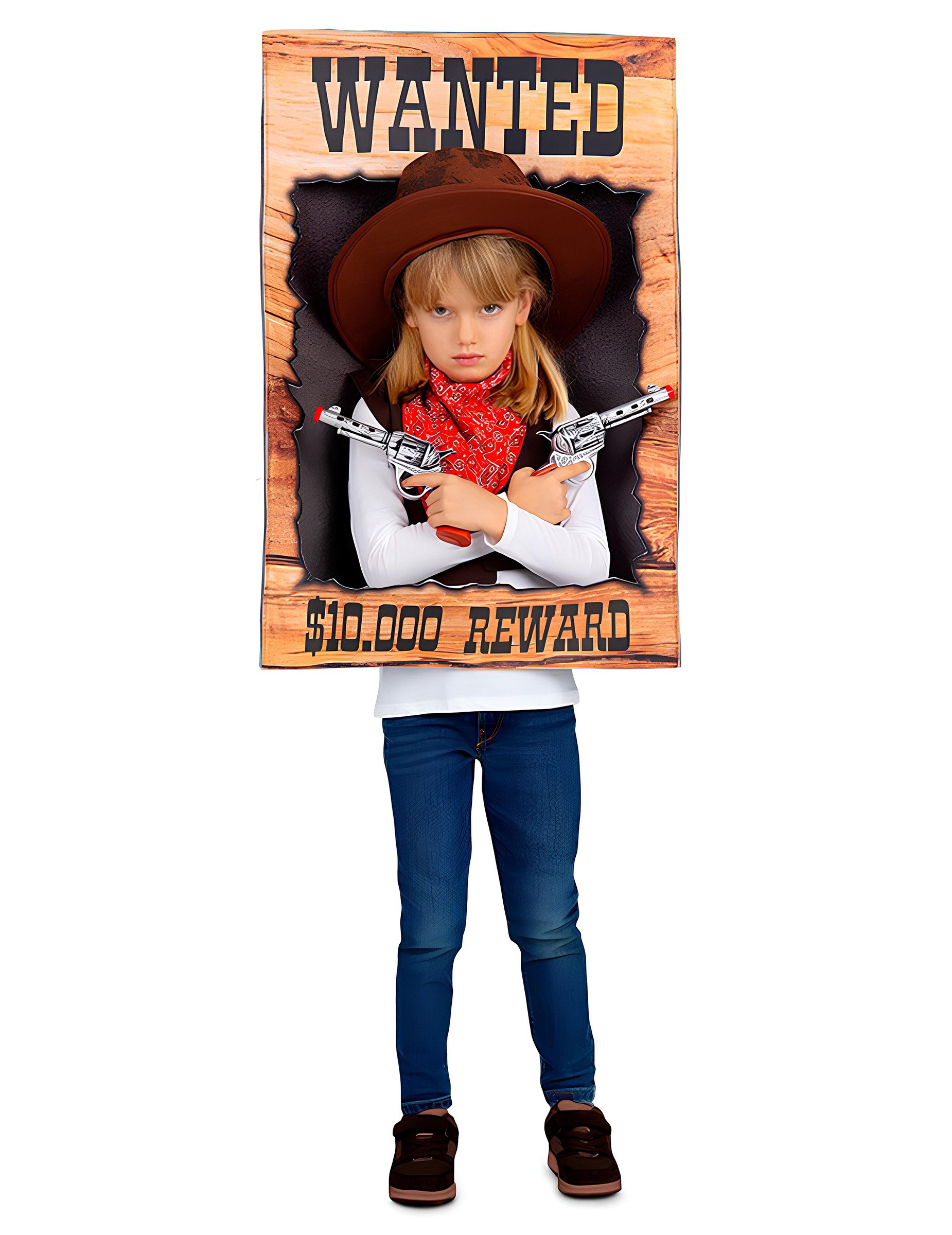 Wanted Poster Kinderkostüm mit Cowboyhut und Halstuch von VIVING COSTUMES / JUINSA