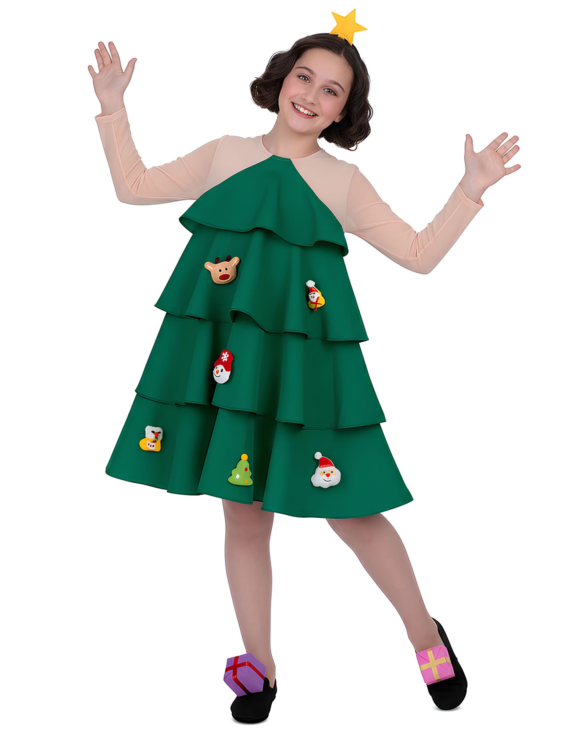 Weihnachtsbaum Kostüm Mädchen grün von VIVING COSTUMES / JUINSA