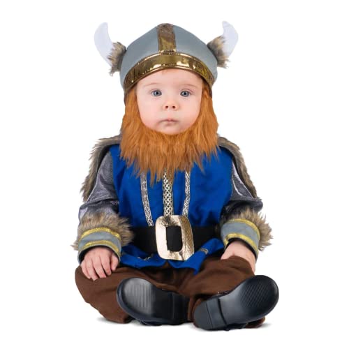 COXZD VIVING Adorable Wikinger Kostüm 12-24 M (Overall mit integriertem Gürtel, Hut und Bart) von COXZD