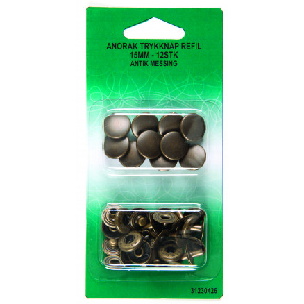 Anorak nähfreie Pressverschlüsse Nachfüllpack 15mm Antik Messing - 12 Stk von VJ Green