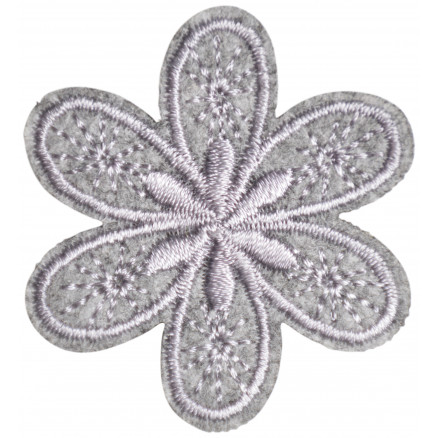 Aufbügeletikett Blume Grau 4,5 x 4 cm von VJ Green