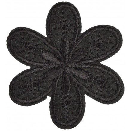 Aufbügeletikett Blume Schwarz 4,5 x 4 cm von VJ Green