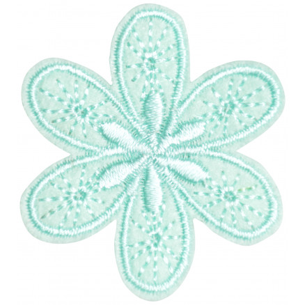 Aufbügeletikett Blume Türkis 4,5 x 4 cm von VJ Green