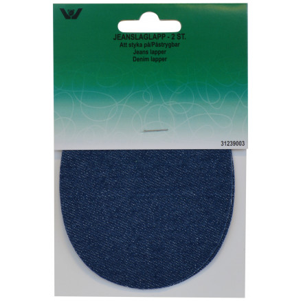 Aufbügeletikett/Reparaturpflaster Jeans Oval Dunkel Denim 9x11,5cm - 2 Stück von VJ Green