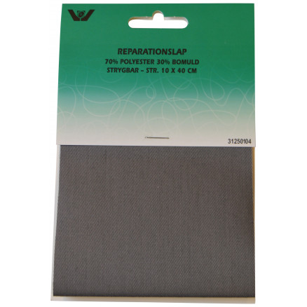 Aufbügeletikett/Reparaturpflaster Polyester/Baumwolle Dunkelgrau 10x40cm - 1 Stk von VJ Green