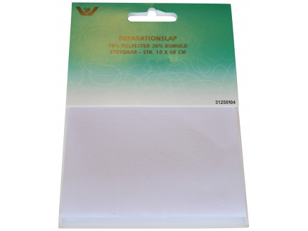 Aufbügeletikett/Reparaturpflaster Polyester/Baumwolle Weiß 10x40cm - 1 Stk von VJ Green