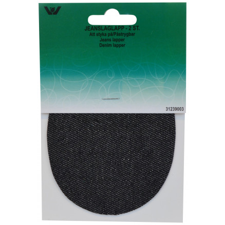 Aufbügeletikett/Reparaturpflaster Jeans oval Schwarz 9x11,5cm - 2 Stk von VJ Green