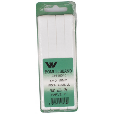 Baumwoll-Gurtband Weiß 10mm 5m Baumwoll-Gurtband Weiß 10mm 5m von VJ Green