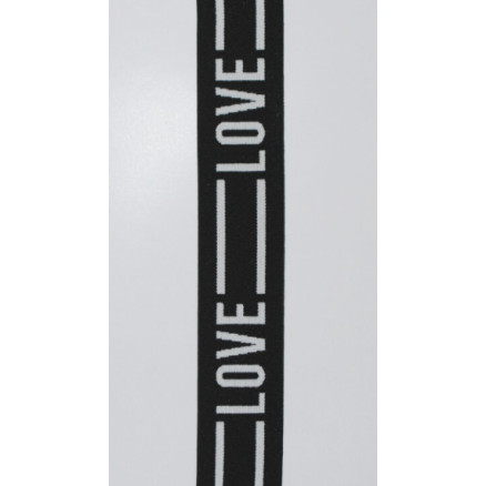 Elastisches Band 38mm Love Schwarz/Weiß - 50 cm von VJ Green