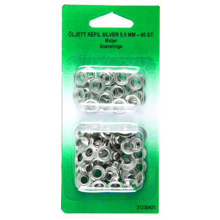 Ösen Nachfüllpack 5,5mm Silber - 60 Stk von VJ Green