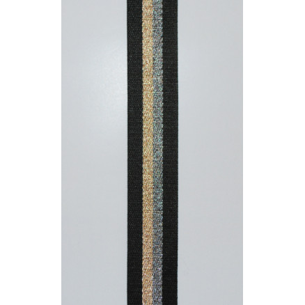 Taschenriemen Polyester 38mm Schwarz/Gold/Silber mit Lurex - 50 cm von VJ Green