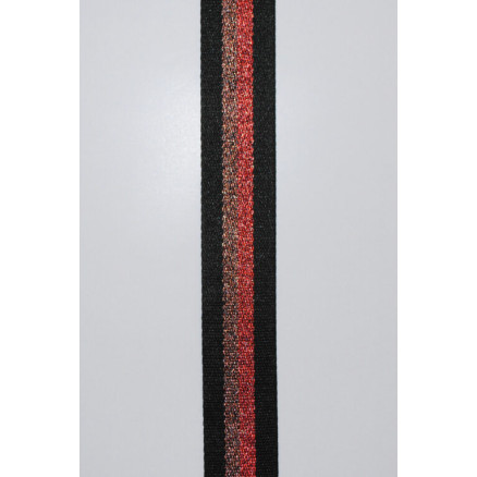 Taschenriemen Polyester 38mm Schwarz/Rot mit Lurex - 50 cm von VJ Green
