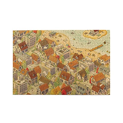 VJSDIUD The Sunny City 1000 Teile Puzzle Pädagogisches intellektuelles Dekompressionsspaß Spiel Dekompressionsspielzeug Geschenk Familie Dekoration Family von VJSDIUD