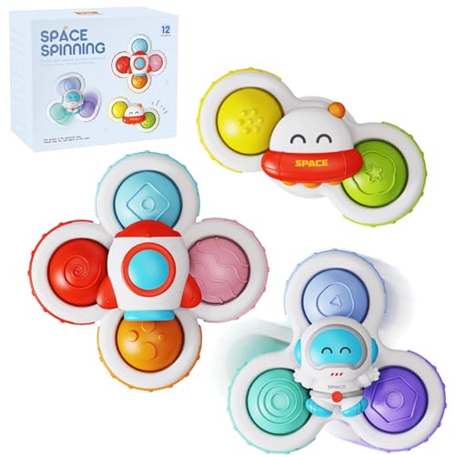 Saugnapf Spielzeug Baby, 3 STK Sensorik Spielzeug Baby 1 Jahr, Saugnapf Drehspielzeug, Badespielzeug Wasserspielzeug mit saugnapf, Geschenke für 12 Monate+ Saugnapf Spielzeug Baby, 3 STK Sensorik Spielzeug Baby 1 Jahr, Saugnapf Drehspielzeug, Badespielzeug Wasserspielzeug mit saugnapf, Geschenke für 12 Monate+ von VKFOFEG