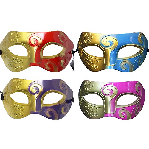 VKI® 4Pcs Griechische Römische Kämpfer Gesichtsmaske, Männern Masquerade Masken, Karneval Kostüm Fasching Verkleidung, für Ball Maskenball Fancy Dress von VKI