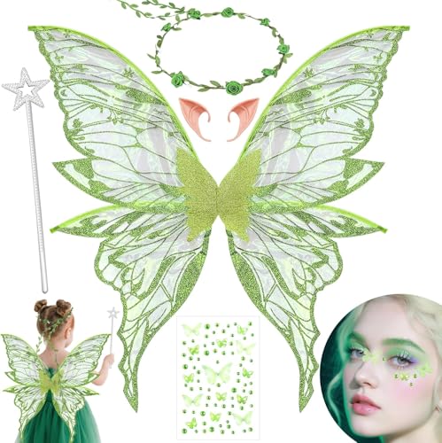 VLEDARLING Damen Mädchen Schmetterling Flügel Feenflügel Glitzernde Engelsflügel von VLEDARLING