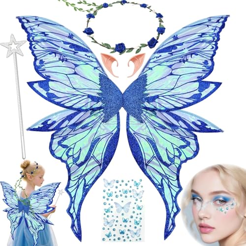 VLEDARLING Damen Mädchen Schmetterling Flügel Feenflügel Glitzernde Engelsflügel von VLEDARLING
